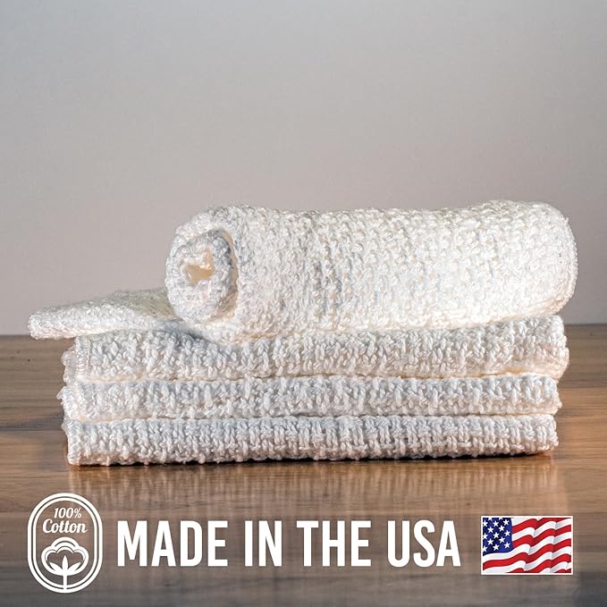 Old Fashion 100% Cotton Dishcloths - Set of 4 Mixed Colors - 2 Gray/2 Natural -11" x 11"