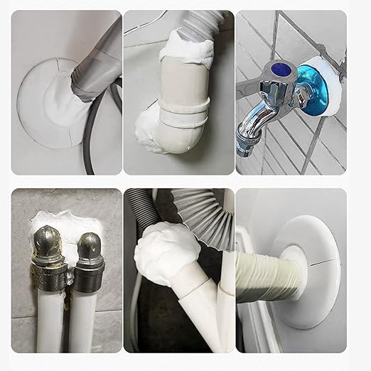 Waterproof Duct Seal Repair Sealing Clay 4 Pack White Moldable Silicone Putty, Quick Mending Mud for Pipe Connection, Wall Hole, Air Conditioning Holes (4)