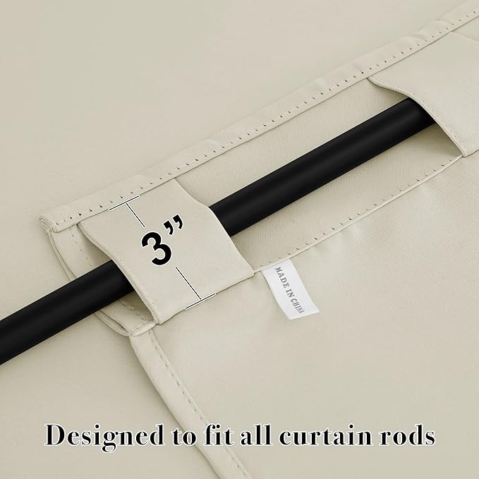 RYB HOME Blackout Curtains for Living Room, Back Tab & Rod Pocket Top Insulating Window Decor for Bedroom Dining Classroom Home Office, W 62 x L 72, Beige, 2 Panels