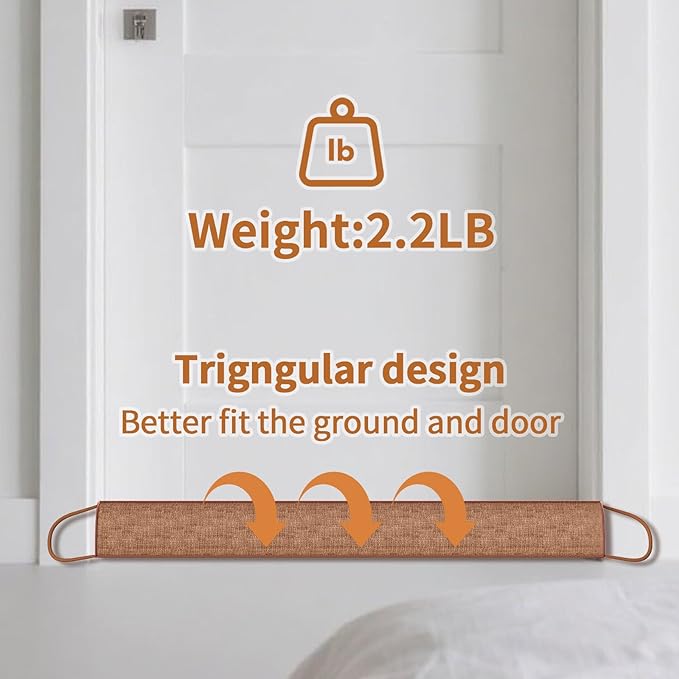 QUOLIX Triangle Under Door Draft Stopper Bottom Door Gap Filler & Seal Windproof Coating Cover Fits 30” to 36” Door Block Noise, Sound, Hot Air, Light, Bugs Easy Install Draft Blocker (38inch-Brown)