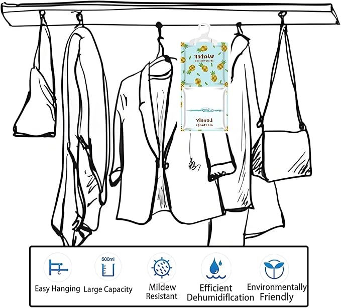 AOPANDA Moisture Absorbers Packets, 8 Pack - Eliminates Musty Odors for Fresher, Cleaner Air, Humidity Packs, Dessicant Packets, Hanging Closet Dehumidifier Bags, Dehumidifier for Bathroom 9.8OZ(Polo）