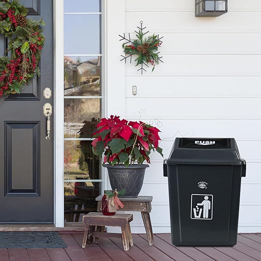 6 Gallon Plastic Swing Lid Garbage Can, Office Trash Can with Swing Top Lid, 4-Pack