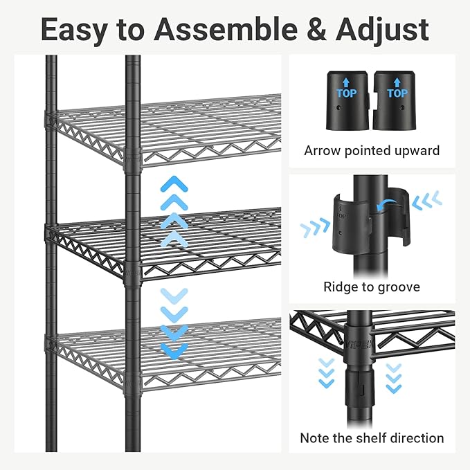 VIPEK V5 Medium Portable Closet Wardrobe Heavy Duty Clothes Rack, Freestanding Closet Metal Clothing Rack with 4 Hang Rods & 8 Shelves, Adjustable Custom Closet Rack, 56.7" Lx15.7 Wx76.4 H, Black