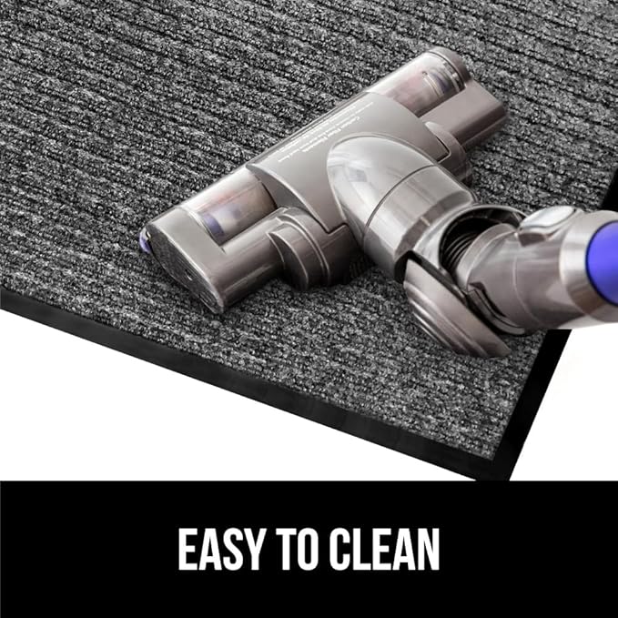 GORILLA GRIP Traffic Guard Door Mat, 70x24, Heavy Duty Welcome Mats, Commercial Office Space Doormat, Waterproof, Fade Resistant, Strong Rubber Backing, Low Profile, Shoe and Boot Scraper, Gray