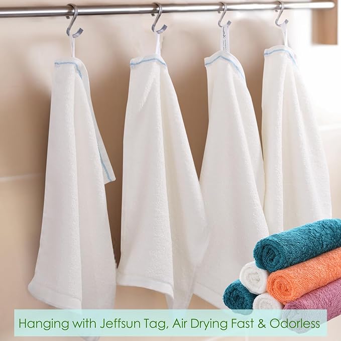 JEFFSUN Dish Cloths 12 Pack, 10x14 inch White Reusable Kitchen Washcloths, Plant Based Rayon, Soft & Scratch Free, Quick Dry, Odor Resistant