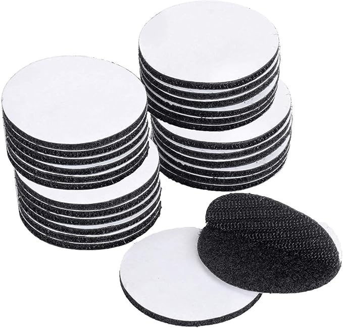 BRAVESHINE Double Sided Adhesive Tapes - 24PCS Sticky-Back Hook and Loop Tapes - Self-Adhesive Sticky Tape - Carpet Pad Mounting Tape for Wall Decorations or Tools Hanging - Round 2 inch