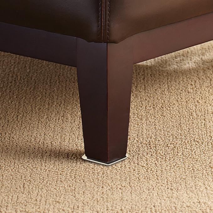 Super Sliders 5 Inch Square Corner Plastic Reusable Furniture Sliders for Carpeted Floors, Durable Foam Pad Surface for Secure Grip (4 Pack, Beige)