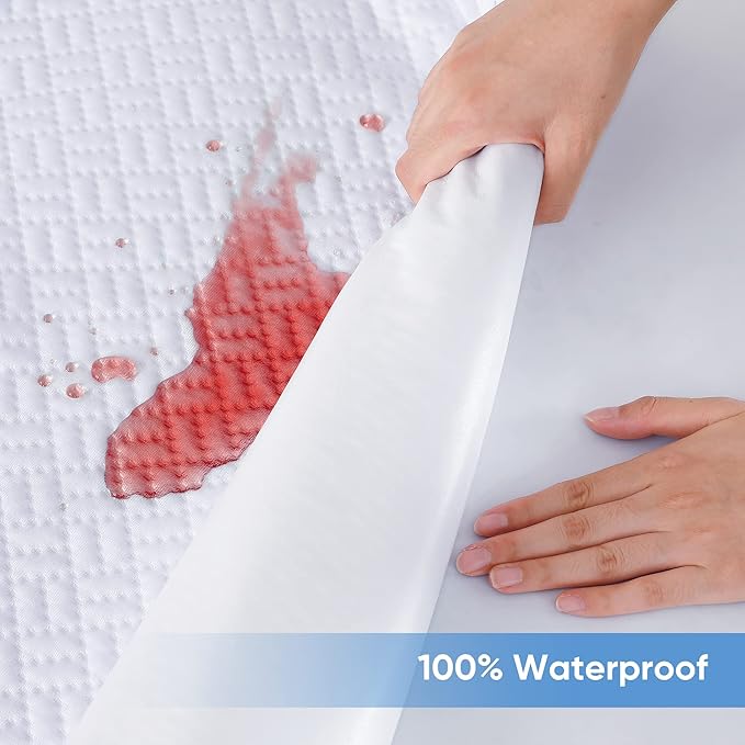 Hanherry 100% Waterproof Mattress Protector California King Size, Mattress Pad Cover 3D Air Fabric Cooling Smooth Soft Breathable Noiseless, 8''-21'' Deep Pocket