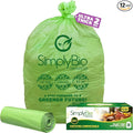 Simply Bio 50-55 Gallon Compostable Trash Bags Liners Flat-Top, Heavy Duty Extra Thick 2 Mil, 208.2 Liter, 12 Bags, Lawn, Yard, and Restaurant Use, ASTM D6400, US BPI, OK Compost Home Certified