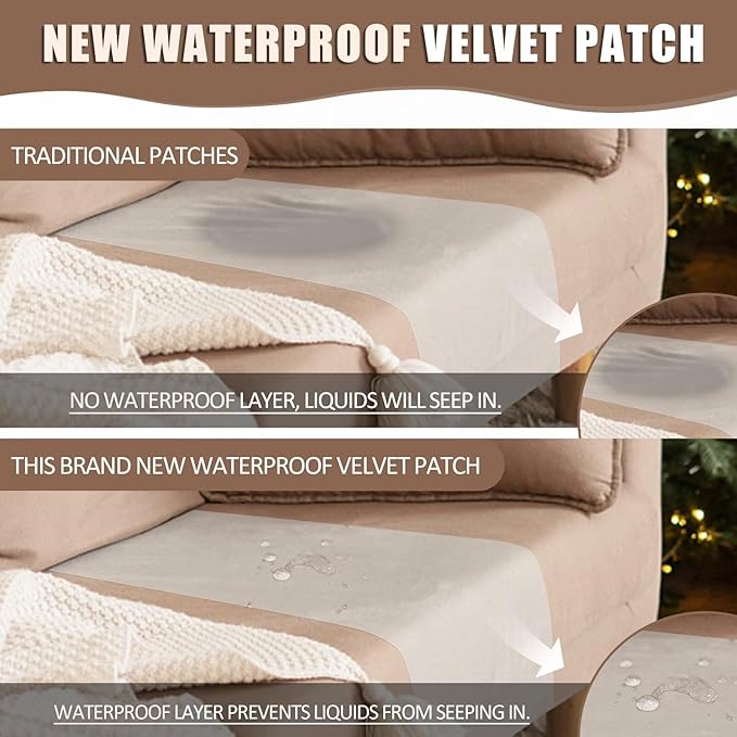 Azobur Couch Patches, Extra-Large Durable Fabric Tape, Ideal for Automotive Upholstery Repair, Waterproof, Self-Adhesive, Quickly Fix Sofas, Car Interiors, and Other Fabric Items (Beige Brown)