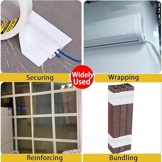 3Pack Duct Tape Heavy Duty Single Sided, Strong Adhesive High Strength, Waterproof Mesh Tape for Indoor Outdoor Repairing Sealing Bonding, Easy Use Hand Tearable, 1.57 Inch x 66 Feet, White