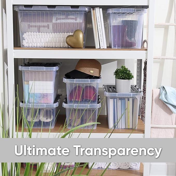 Superio Storage Bins with Lids, Clear Plastic Containers for Organizing, Stackable Totes, BPA Free, Odor Free, Organizer Boxes for Home, and Dorm (2 Pack, 20.25"x14"x10.5")