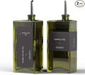 Olive Oil Dispenser for Kitchen, 16.9 oz/ 500 ml Olive Oil Dispenser Bottle, Glass Oil Bottles for Kitchen with 4 Stainless Steel Pourers, 40 Labels, 2 Pcs, Green