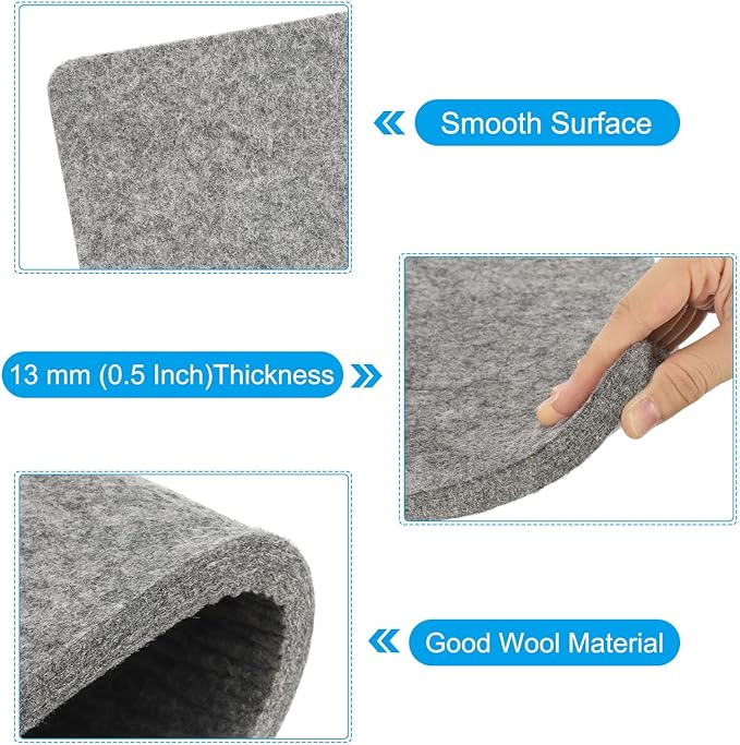 PATIKIL Wool Pressing Mat, 12" x 9" Wool Ironing Pad Blanket 0.5" Thickened Heat Resistant Quilting Ironing Pad for Quilters Sewing Craft, Grey