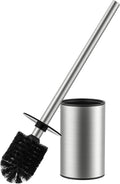 FORIOUS Toilet Brush and Holder Set, 304 Stainless Steel Heavy Duty Base and Handle for Bathroom Deep Cleaning, Toilet Bowl Cleaners Brush with Holder, Space Saving for Storage, Stainless Steel