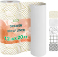 OcePor Non-Adhesive Drawer and Shelf Liner 12IN x 20FT，Non Slip Cabinet and Cupboard Liner, Kitchen Cabinet Liners for Shelves, Waterproof Drawer Shelf Liners for Cabinets/Bathroom Cupboard