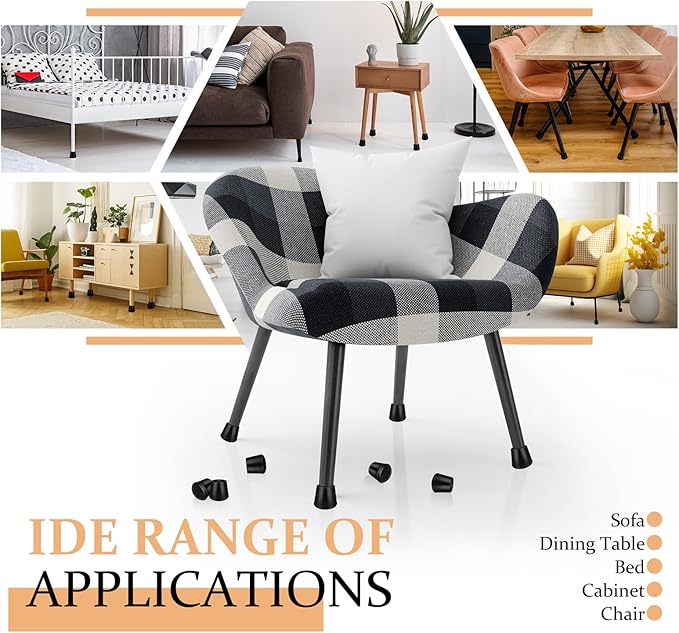 3/4" Round Rubber Chair Leg Tips Caps, Chair Leg Floor Protectors Furniture Legs Caps Non Slip Reduce Noise for Hardwood Floors (Black, 12 Pack)