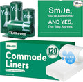 Commode Liners with Absorbent Pads, 120Pack Tear-free Leak-proof Bedside Commode Liners, Universal Disposable Commode/Bed Pan Liners for Bedside Commode, Standard Toilet, Chair Bucket(120Bags+120Pads)