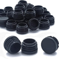 Plastic Plugs Tubing End Caps- Furnigear Black Chair End Cap 1 1/8" Outside Bottom Round Tubing Caps Round Furniture Slides Glides (Fit 1.02-1.06" Tube Inner Diameter, 24pack)