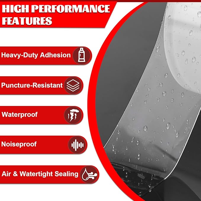 Window Sealing Tape 2 Inch x 33 FT Transparent Window Insulation Residue-Free Clear Weather Stripping Caulk Tape Windproof Window Seal for Window Glass, Doors Gaps