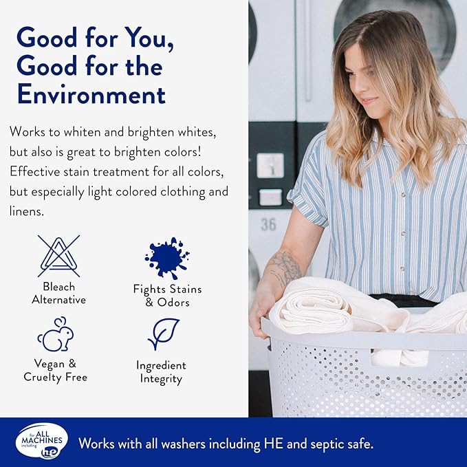 The Clean People Oxygen Brightener Stain Remover | Bleach Alternative, Simple Ingredients, Brightens Dull Whites AND Colors | 41 oz