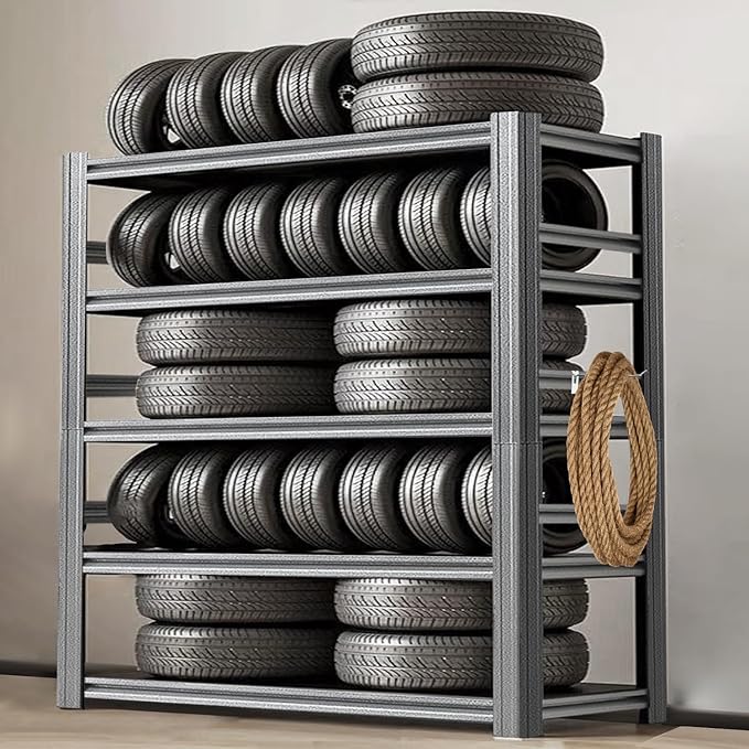 Storage Shelf 5-Tier Garage Shelving, Industrial Shelving with Guardrails, 2500LB Boltless Metal Shelves Heavy Duty for Storage Room, 18" D x 47.2" W x 72" H, Iron Black 3 Pack