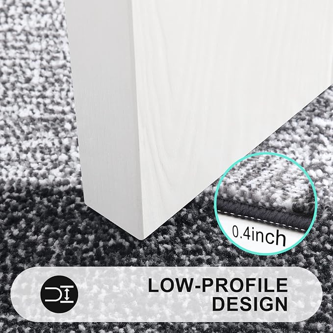 Kitinjoy Indoor Outdoor Door Mat, 30x17 Non-Slip Absorbent Dirt Trapper, Low-Profile Washable Inside Entrance Front Floor Mat, Sturdy Soft Entry Doormats for Entryway, Black