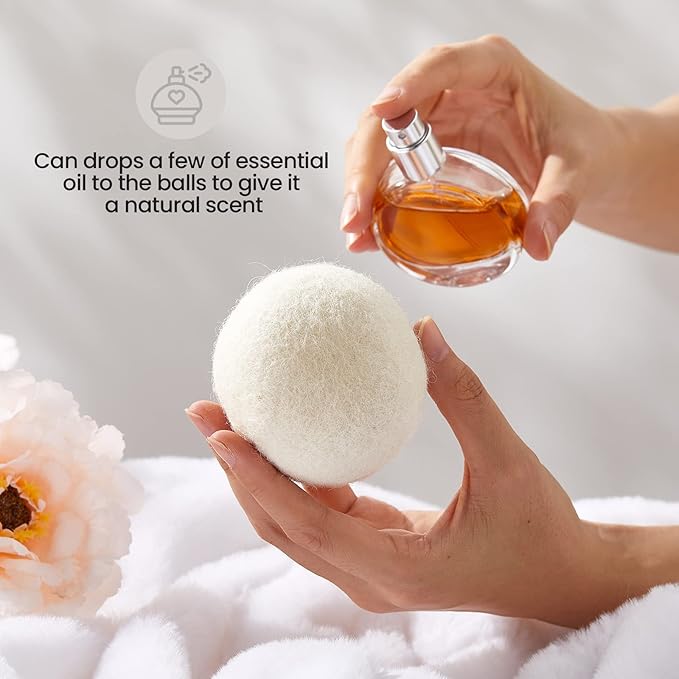 Roowest 46 Pcs Wool Dryer Balls Set Reusable Laundry Wool Balls with Muslin Bags Fabric Softener Anti Wrinkle Anti Static Saving Energy and Time