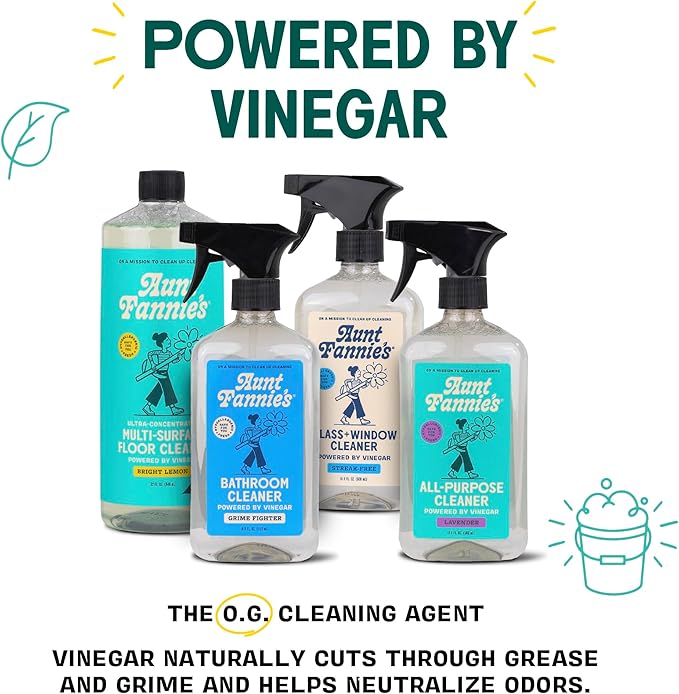 Aunt Fannie's Ultra Concentrated Floor Cleaner Vinegar Wash, Multi-Surface Solution For Mopping, Value Size, Bright Lemon Scent, 64 oz