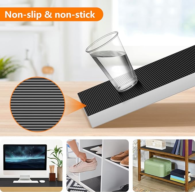 Shelf Liners for Kitchen Cabinets Non Adhesive Drawer Liner EVA Material Cupboard Mat Refrigerator Mats Washable Fridge Liner for Cabinet, Storage and Desks 17.3 x 385.8 Inches