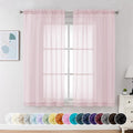 Chyhomenyc Sheer Curtains 63 Inch Length 2 Panels, Light Filtering Rod Pocket Window Sheer Curtain Drapes for Bedroom Living Room, 42Wx63L, 2 Panels, Blush Pink