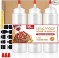 Squeeze Bottles, 16oz Leak-Proof Wide Mouth Condiment Squeeze Bottles for Liquids Sauces Ketchup Oil, 3 Pack