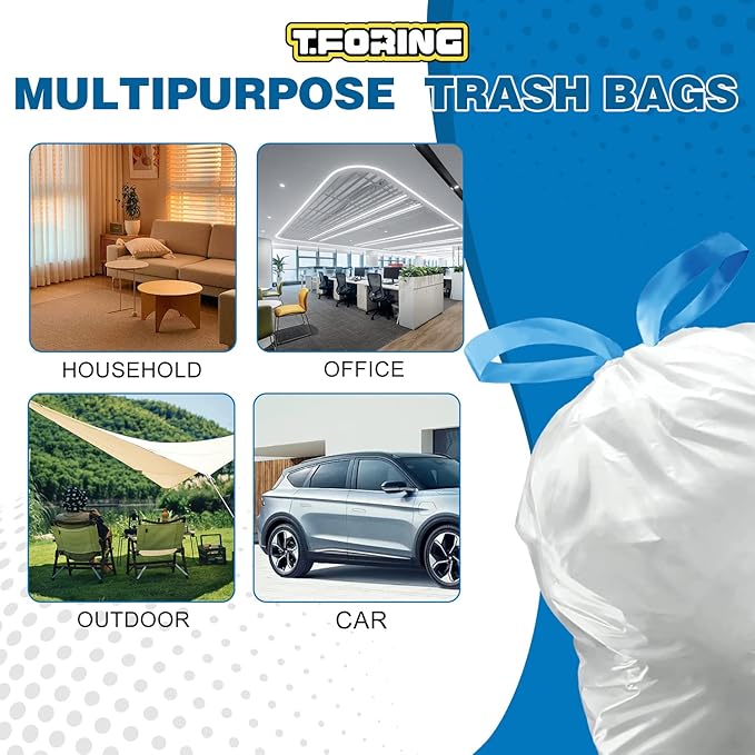 6 Gallon Trash Bags Drawstring 1.1 Mil - 120 Count Medium Garbage Bags,22.5 Liter Strong Plastic Trash Can Liners Unscented,Thick Waste Basket Bags for Home Bathroom Office Kitchen