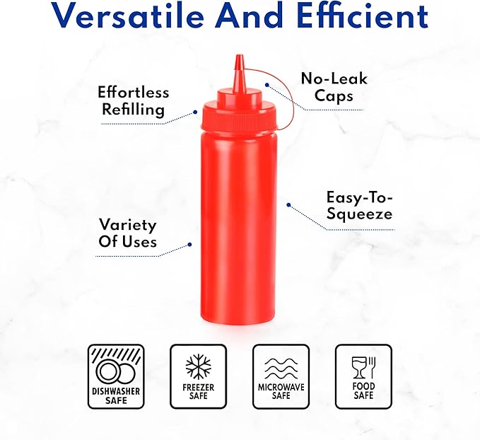 New Star Restaurant Quality Plastic Squeeze Bottle, 12-Ounce, Set of 6, Clear