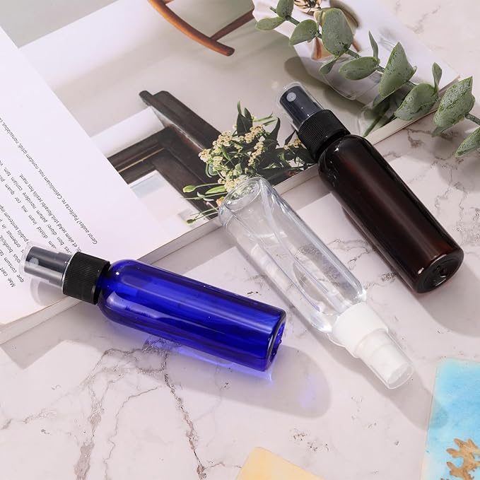 uxcell 20Pack Spray Bottles, 2Oz/60ML Reusable Clear Empty Mist Plastic Mini Travel Bottle Set,Small Refillable Liquid Containers for Household Use, Essential Oil, Cleaning (Transparent)