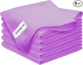 Microfiber Cloth 6Pack Cleaning Rags Absorbant Lint Free Cloth for House, Kitchen, Car, Glass, Stainless Steel, Window, Boat Cleaner-12''x 12''-Purple