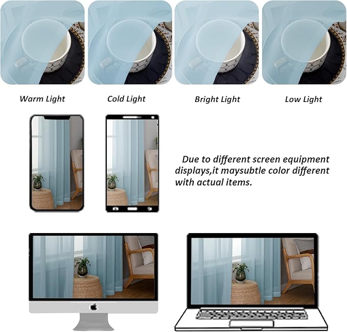 Chyhomenyc Light Blue Sheer Curtains 84 Inch Length 2 Panels, Light Filtering Soft Airy Voile Rod Pocket Sheer Window Drapes for Bedroom Living Room, Each 42Wx84L Inches, Sky Blue