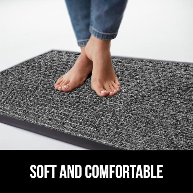 GORILLA GRIP Traffic Guard Door Mat, Heavy Duty Welcome Mats, Commercial Office Space Doormat, Waterproof, Fade Resistant, Strong Rubber Backing, Low Profile, Shoe and Boot Scraper, 35x23, Light Gray