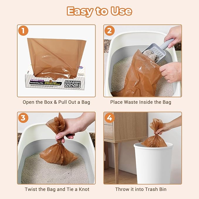 Odor Sealing Small Trash Bags Home & Food Use M-220 Count Disposable Bags, Durable and Unscented (Color:Brown)