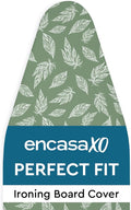 Encasa XO Ironing Board Covers (42"x14") Drawstring Tightening with Thick 3 mm Felt Padding, Easy Fit, Scorch Resistant, Printed - Big Leaves Green