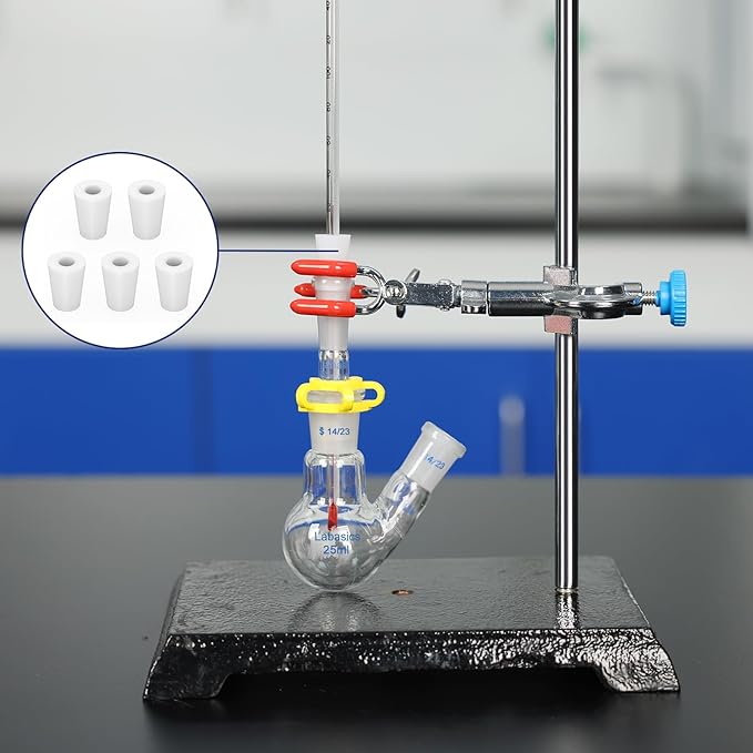 Labasics 5-Pack 2# Single-Hole Silicone Stoppers, White Tapered Lab Seal Stoppers with 0.31" Hole, Durable and Reusable Silicone Plugs for Laboratory Glassware, Airtight Sealing, and Experiments