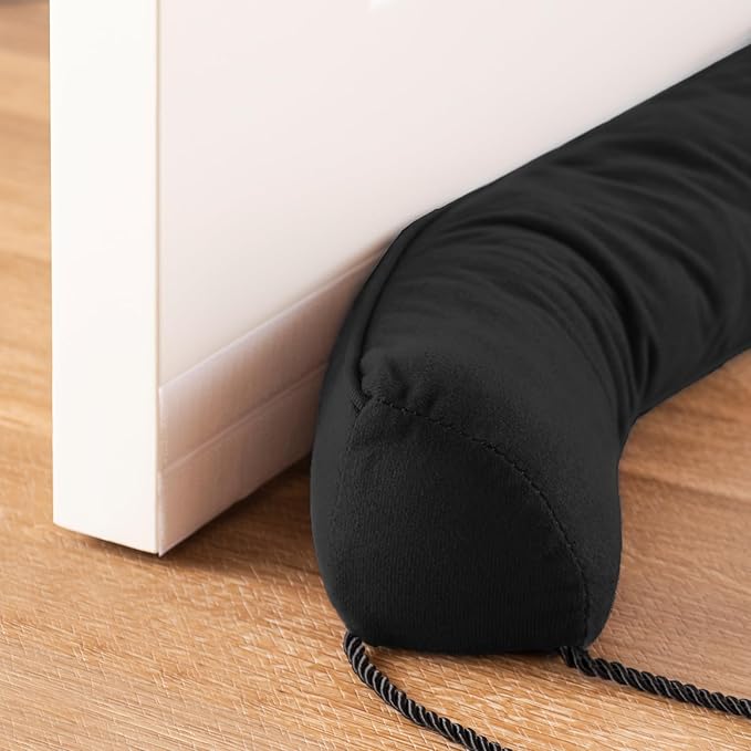 Sunolga 84" Door Draft Stopper Blocks Hot and Cold Air with Removable Washable Cover for Gaps Up to 3", All-Season Seal for Noise, Wind, Under Door Sweep for Bottom of Door, Home Essentials, Black