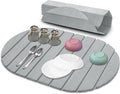 Stone Drying Mat for Kitchen Counter: 24"(L)×16"(W) Collapsible Stone Dish Drying Mat, Super Absorbent Diatomaceous Earth Pad for Dishes Bottles Cup Kitchen Bathroom Families Renters
