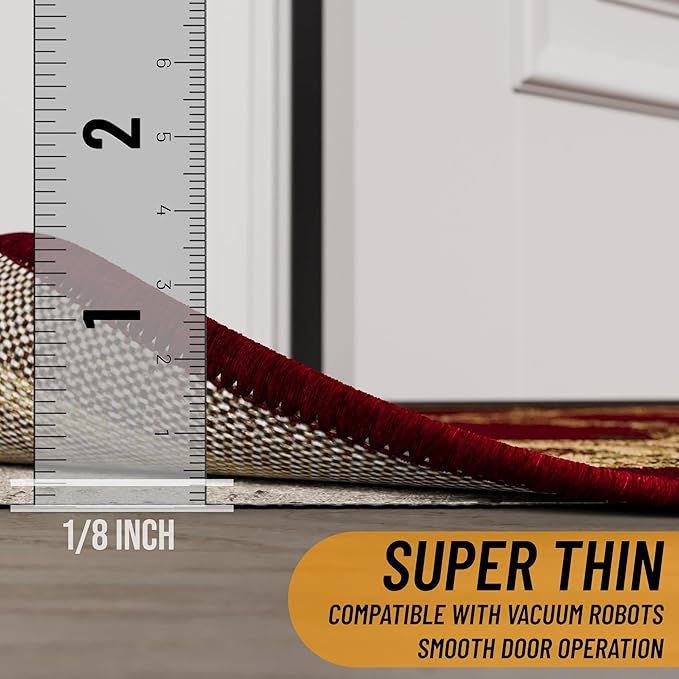 Ottomanson 2' x 7'8" Non-Slip Rug Pad Gripper 1/12 Inch Ultra Thin Dual Surface Felt + Rubber Gripper - Safe for All Floors, Cream