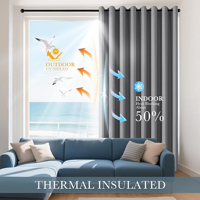 PONY DANCE Black Out Curtains for Bedroom 54 inch Length 2 Panels Set, Thermal Insulated Room Darkening Window Drapes for Living Room, Grommet Top (W34 x L54 Inch, Sliver Grey)