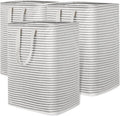 Lifewit 3 Pack Laundry Hamper Large Collapsible Laundry Baskets, Freestanding Waterproof Clothes Hamper with Easy Carry Handles in Laundry Room Bedroom Bathroom College Dorm for Adults, Grey, 3 x 90L