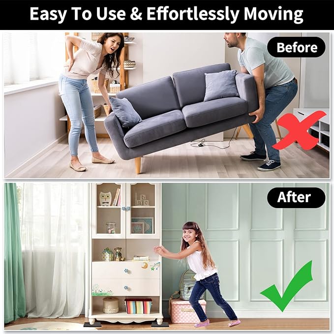 Ezprotekt 5" Square Felt Furniture Movers Sliders for Hardwood Floors, 8 Pcs Reusable Felt Furniture Moving Pads for Heavy Duty Bed Sofa Fridge Couch, Move Item Easily and Quickly (Beige)