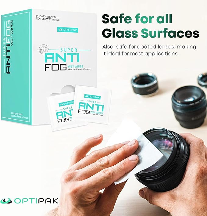 Anti Fog Wipes for Glasses, Binoculars, Face Shields, Ski Masks or Swim Goggles | Pre-Moistened Cleaning Antifog Lens Wipes for Eyeglasses and Defogger for Glasses (350 Count Pack of 3)