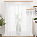 YoungsTex White Linen Semi Sheer Curtains for Living Room 84 Inch Length 2 Panels - Light Filtering Drapes with Pinch Pleated for Bedroom Dining Office Back Tab Window Treatments, 40 X 84 Inch