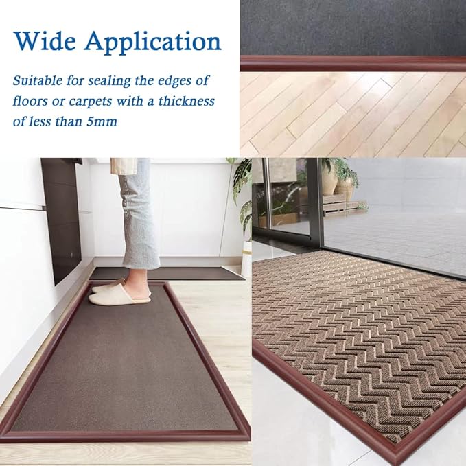 Floor Transition Strip Self Adhesive Carpet & Flooring Transitions Edging Trim Strip PVC Threshold Transitions Suitable for Threshold Height Less Than 5mm (3.3Ft, Wood Grain Coffee)